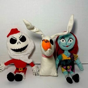 Nightmare Before Christmas Jack, Sally and Zero  10” Christmas Plush Set